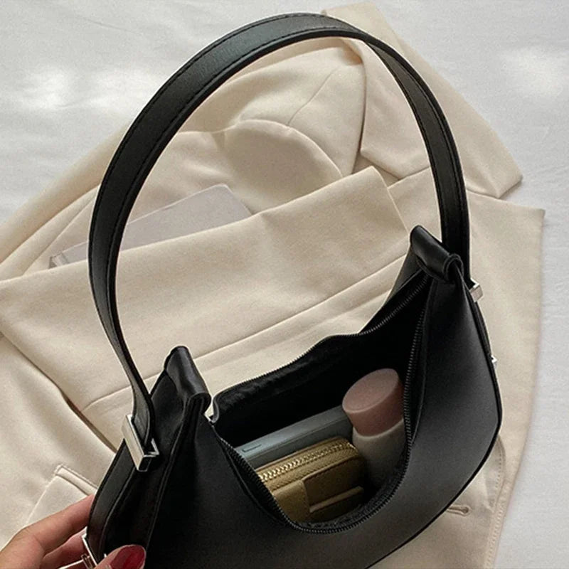 Luxus Damen Hobo Schultertasche aus PU-Leder – Kleine Underarm Handtasche mit Reißverschluss, modisch & vielseitig