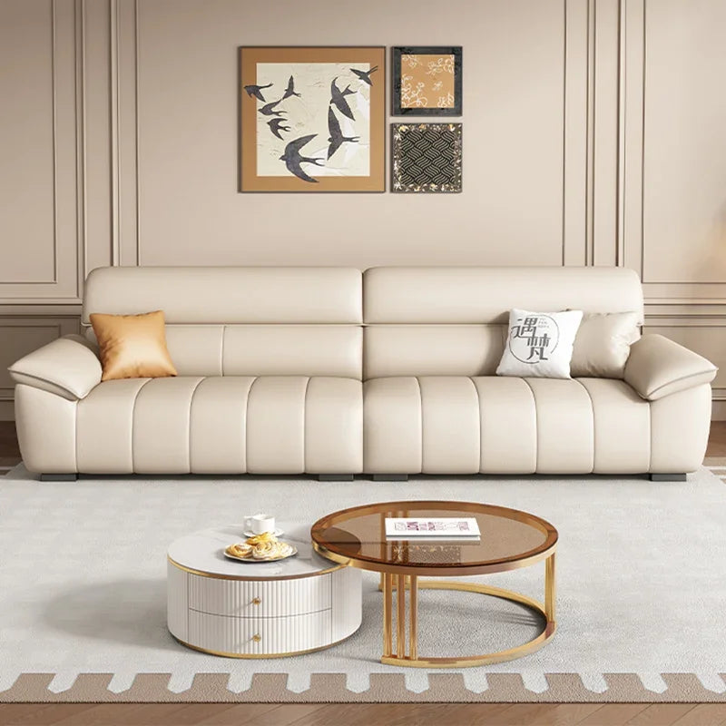 Canapé lounge design en cuir – Italienisches Luxus Wohnzimmersofa aus echtem Leder, moderne et minimaliste