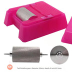 Quadratisches Lederkanten-Farbroller Set - Profi Oil Edge Box Werkzeug mit Zahnrädern für saubere Lederkanten (Rosé-Rot) 