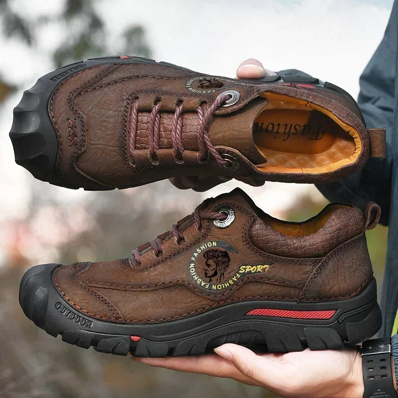 HNZPXW Herren Leder Sneaker – Atmungsaktive Sportschuhe für Alltag, Outdoor, Wandern & Reisen