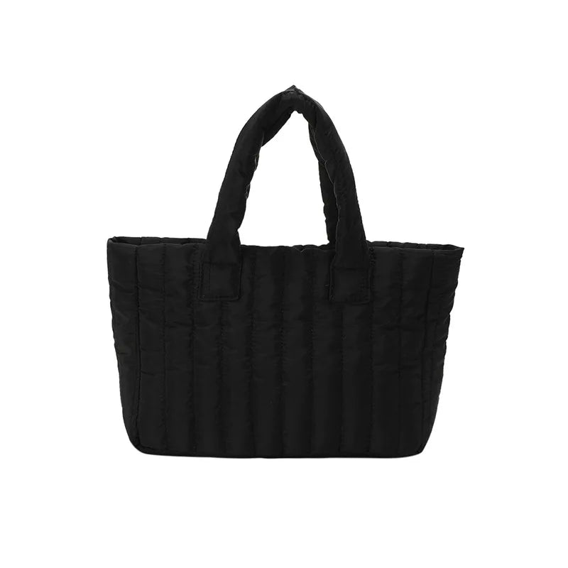 Gepolsterte Damen Tote Bag – Große Casual Schultertasche aus Baumwoll-Optik & Nylon, leicht, elegant & alltagstauglich
