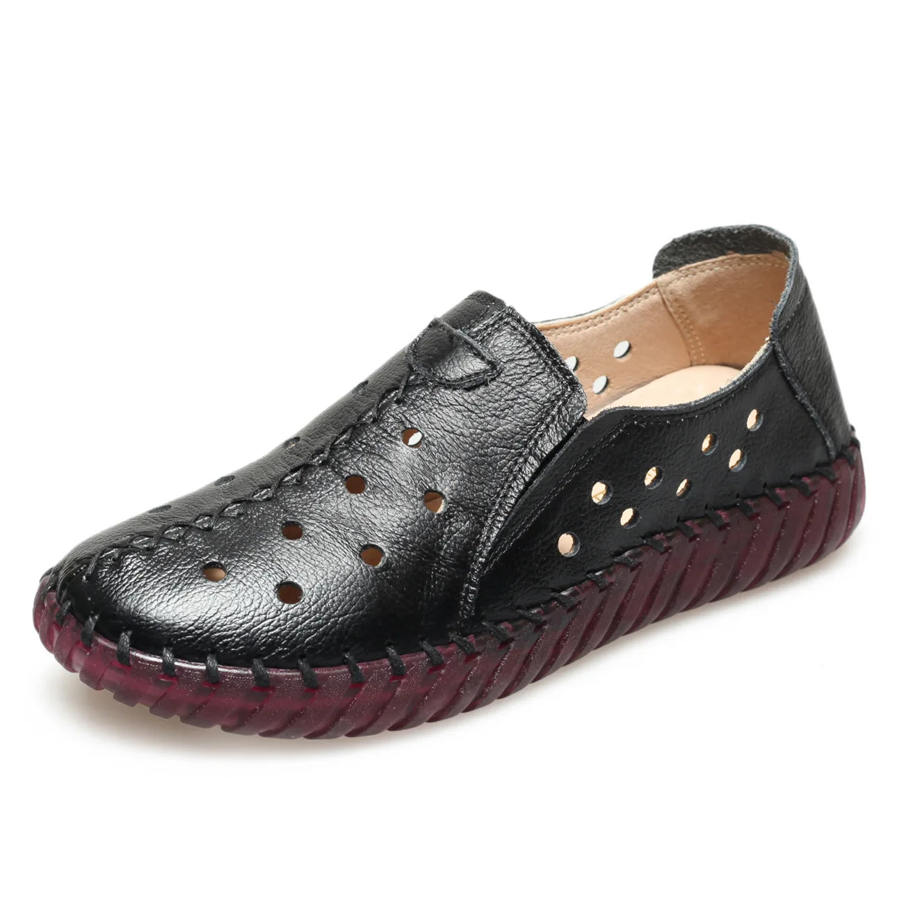 Lorilury Damen Leder Ballerinas WB-256K – Große Größen Moccasins, Slip-On Loafers aus Rindsleder für Sommer und Alltag