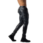 Tuyau de chargement de randonnée en PU pour hommes, noir, tuyau en cuir imperméable pour l'extérieur, style tactique pour la ville et les loisirs