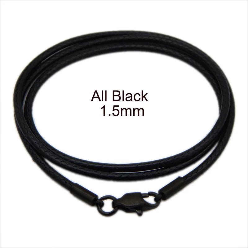 Gewachste Lederkordel Halskette mit Edelstahl-Karabiner – Robuste Seilkette für Anhänger, Unisex Snake Collar 40–70 cm