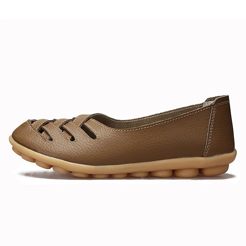 HAJINK Damen Leder Flats – Handgefertigte Loafers, Slip-On Ballerinas aus echtem Rindsleder