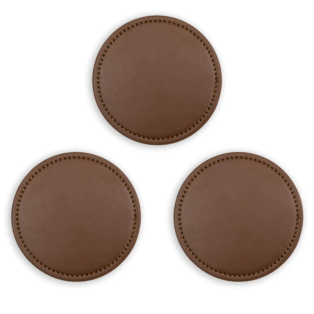 Leder Untersetzer für Getränke – Handgefertigte Leder Coasters (1/3/5 Stück) in Braun, stilvoller Tischschutz für Kaffee, Tee & Wasser