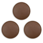 Leder Untersetzer für Getränke – Handgefertigte Leder Coasters (1/3/5 Stück) in Braun, stilvoller Tischschutz für Kaffee, Tee & Wasser