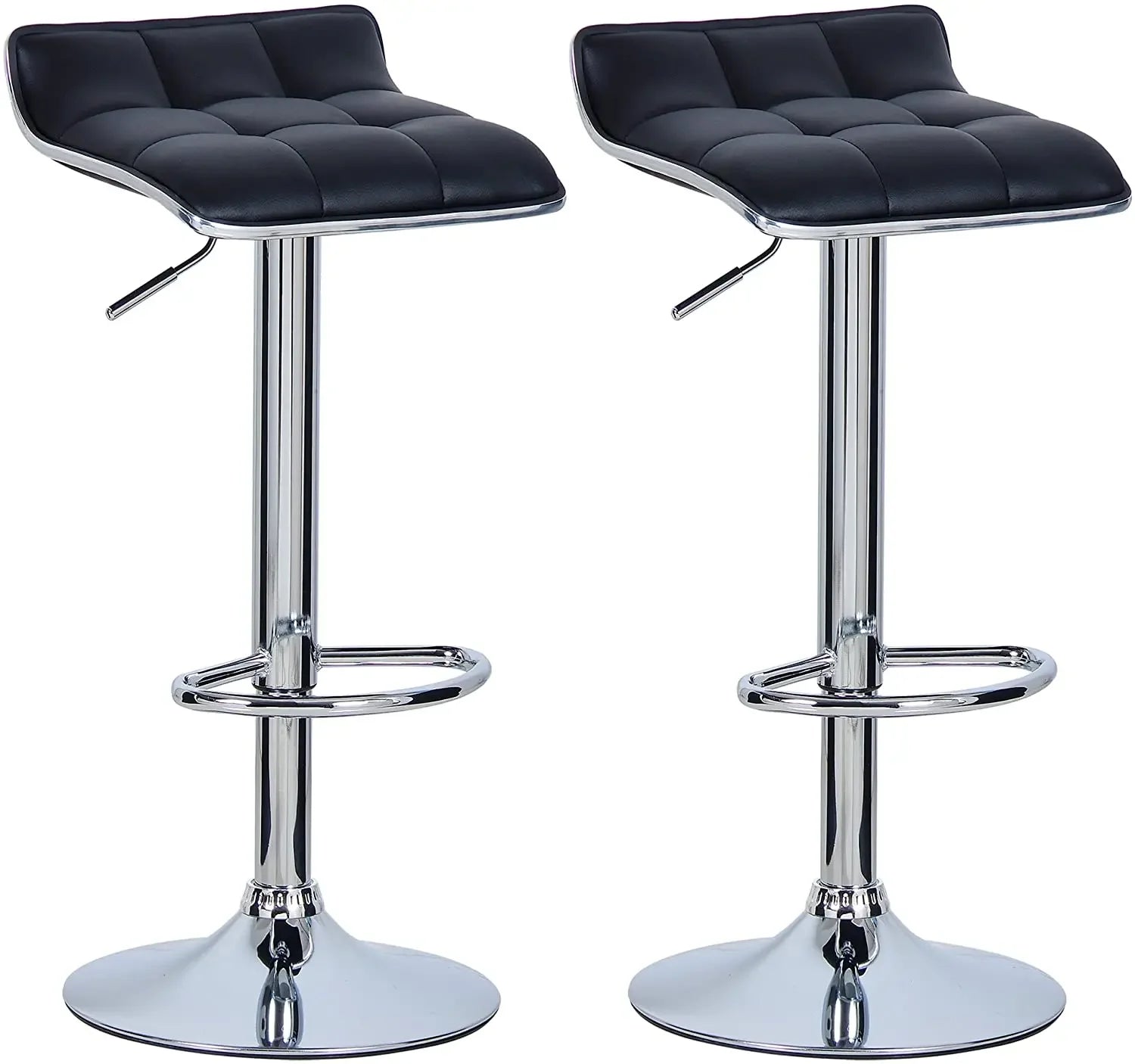 WOLTU Barhocker 2er Set aus PU-Leder – Höhenverstellbare & drehbare Tresenhocker mit gepolsterter Sitzfläche und Chromstahl-Gestell