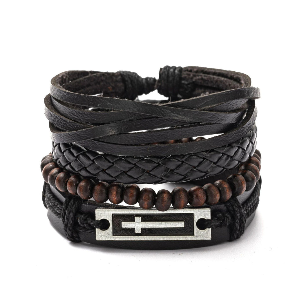 Geflochtenes Herrenarmband im Leder-Look – Trendiges Rundarmband mit silberfarbener Legierung, moderner Männer Armschmuck 06/2024