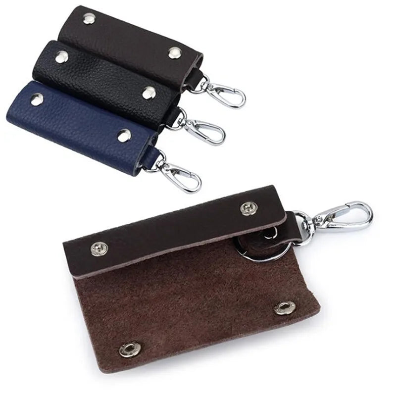 Herren Schlüsselmäppchen aus Echtleder – Kompakte Keychain Geldbörse mit Reißverschluss, multifunktionaler Organizer im modernen Design