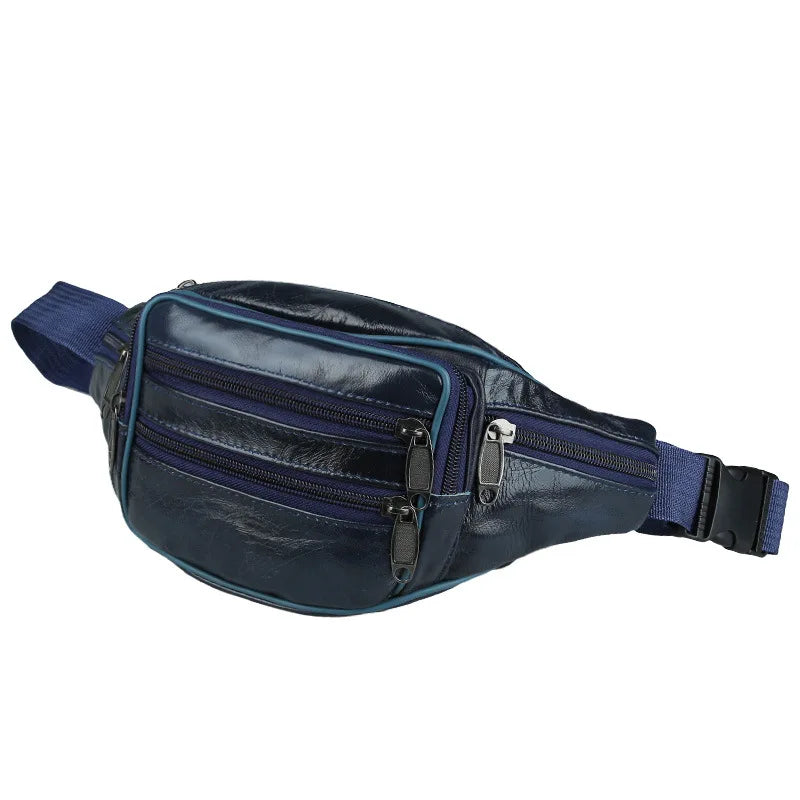 MOONBIFFY 2024 Echtleder Bauchtasche – Wasserdichte Fanny Pack & Chest Bag, Sportliche Hip Bag mit Reißverschluss und Anti-Diebstahl-Funktion