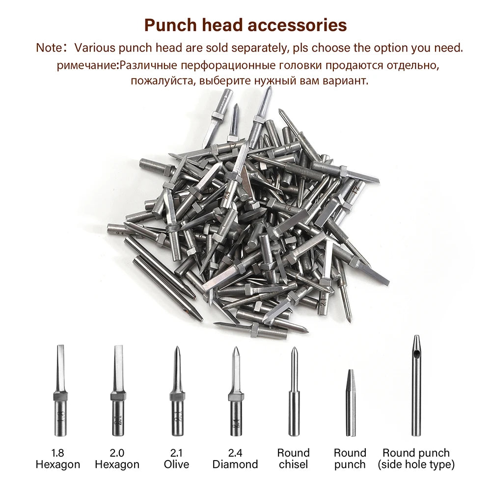 WUTA Austauschbare Rundloch- & French-Style Schlagköpfe – 20-teiliges Zubehörset für 3. Generation Leder Stichwerkzeuge