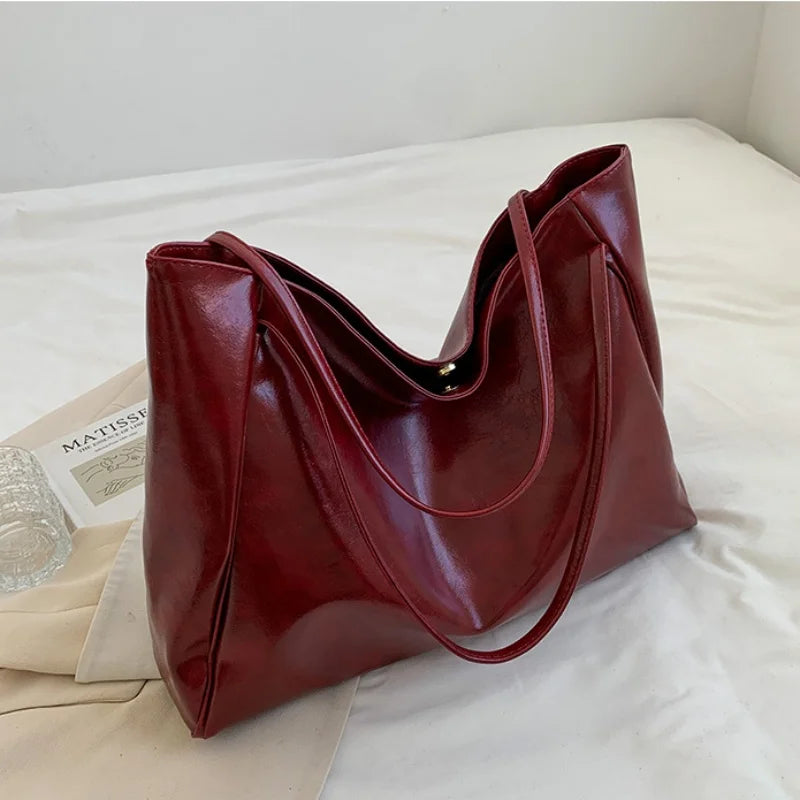 RPXBGUCKARHG Vintage Damen Tote Bag – Große PU-Leder Schultertasche, Harajuku-inspirierte Casual Handbag für Alltag & Shopping