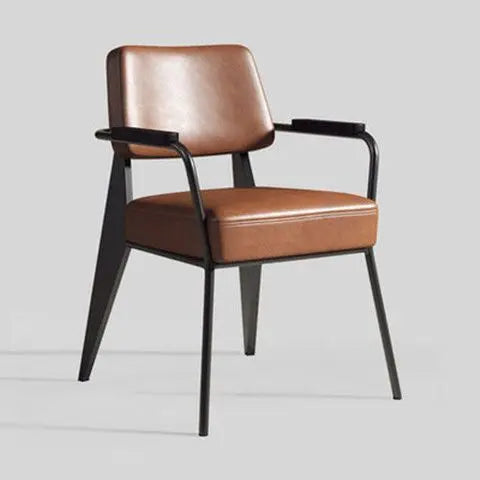 Nordischer Leder-Armchair mit Metallgestell – Vielseitiger Designerstuhl für Esszimmer, Wohnzimmer, Café &amp; Meetingräume