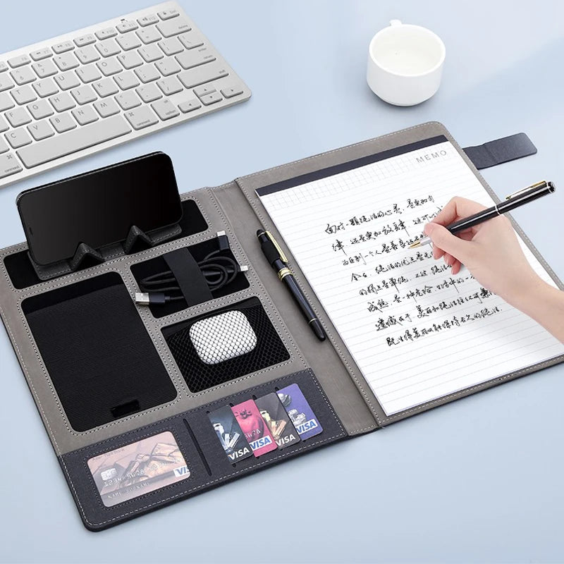 Mapa de cartera de cuero A4 multifuncional: documentos ejecutivos y prácticos organizadores para negocios y oficinas 