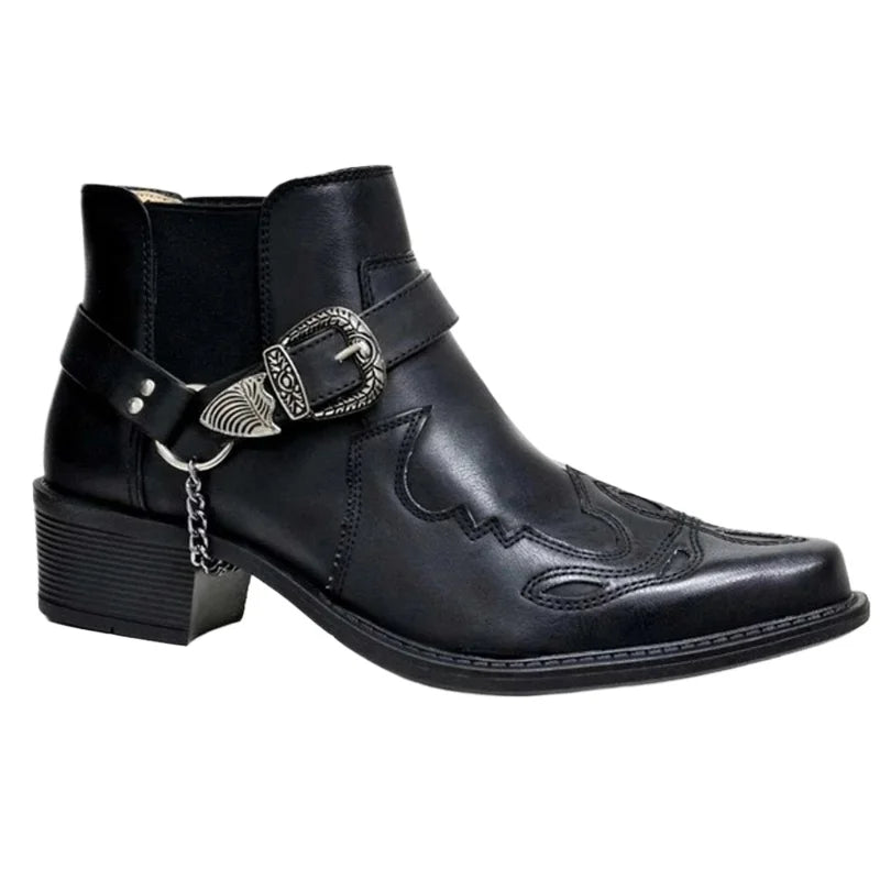 GPBD Herren Vintage Cowboy Boots 2024 – Bottes de moto montantes faites à la main avec chaussures, bottes de moto et de loisirs d'inspiration punk