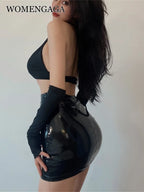 Damen Minirock aus reflektierendem PU-Leder – High Waist Bleistiftrock, figurbetonter Lederrock für Herbst & Winter, moderner Club- & Fashion-Look