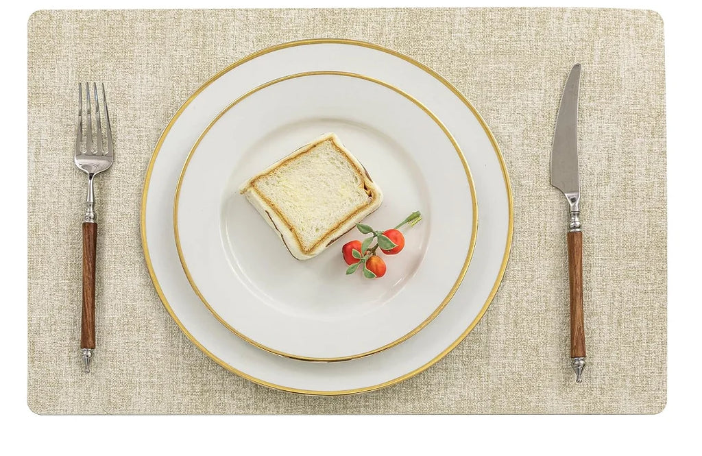 Beidseitige Kunstleder Tischsets – Hitzebeständige, wasserdichte & rutschfeste Platzmatten für Küche & Esszimmer (quadratisch)