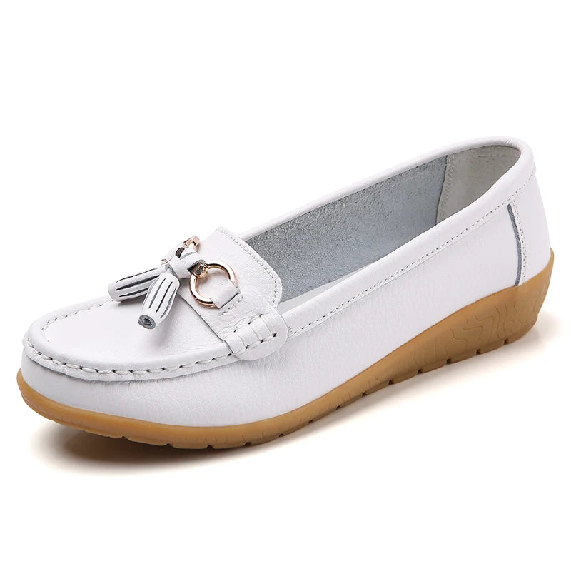 HAJINK Damen Flats – Bequeme Slip-On Oxfords aus echtem Leder, Casual Moccasins für Alltag & Freizeit, Plus Size