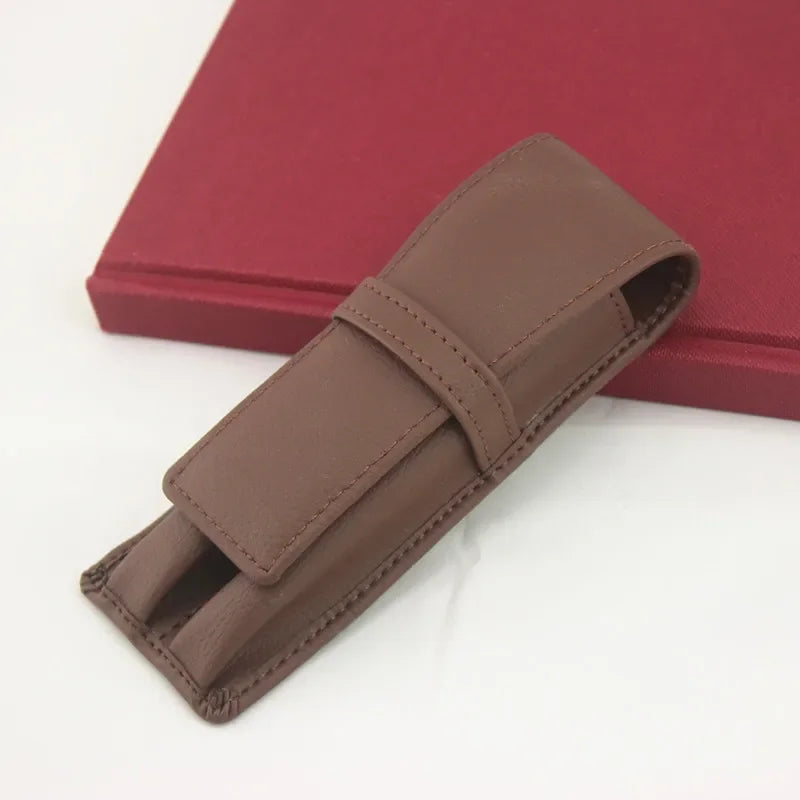 Luxuriöses Schwarzes Leder Stifteetui – Doppeltes Pen Case aus Echtleder für Füllfederhalter & Schreibgeräte | Elegantes Büro- & Schulaccessoire