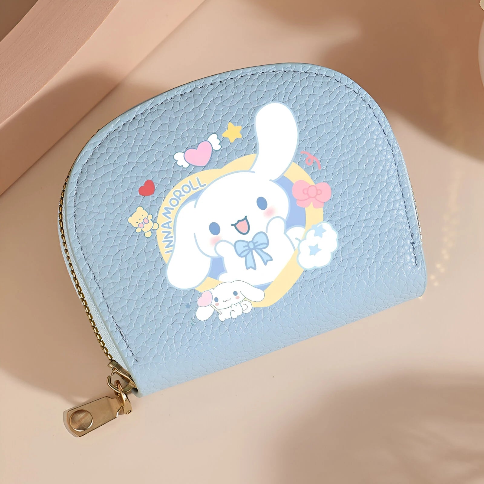 MINISO Sanrio Damen Wallet Set – PU-Leder Geldbörse mit Reißverschluss & Schlüsselanhänger im Cute Design
