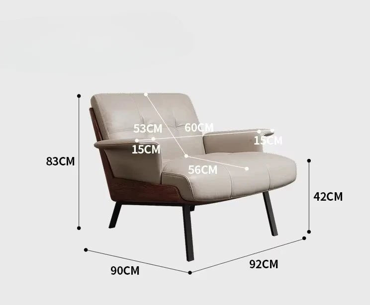 Ergonomischer Designer-Ledersessel im italienischen Luxus-Stil – Eleganter Minimalistischer Fauteuil mit Armlehnen für modernes Wohnzimmer
