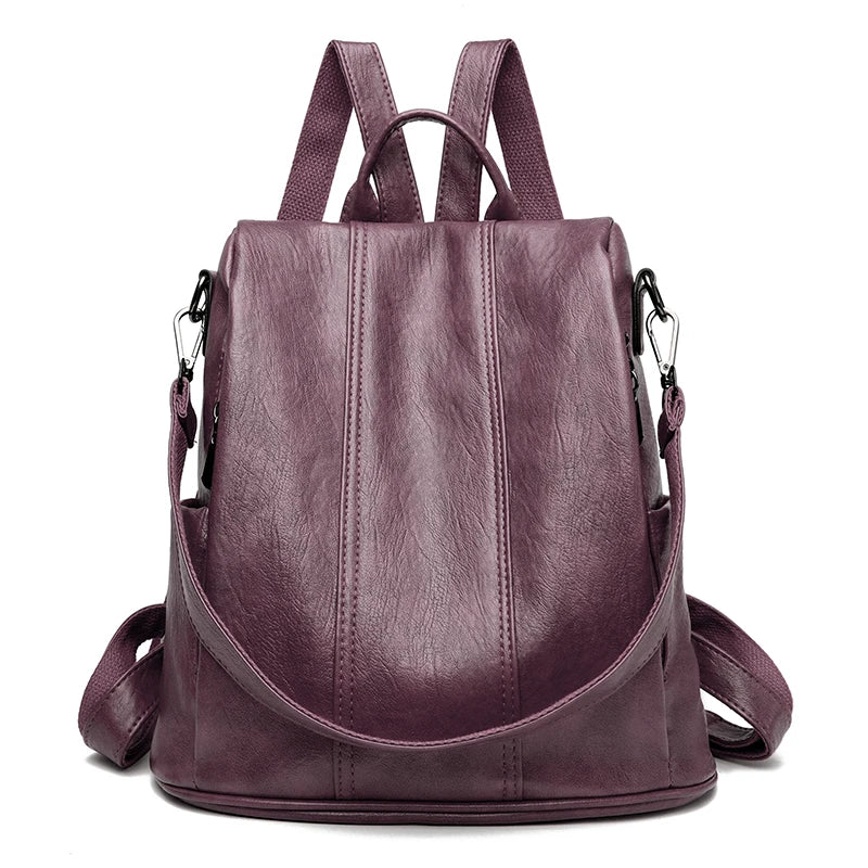 KMFFLY Damen Anti-Diebstahl Rucksack – Vintage PU-Leder Rucksack mit großem Stauraum für Schule, Alltag & Reise