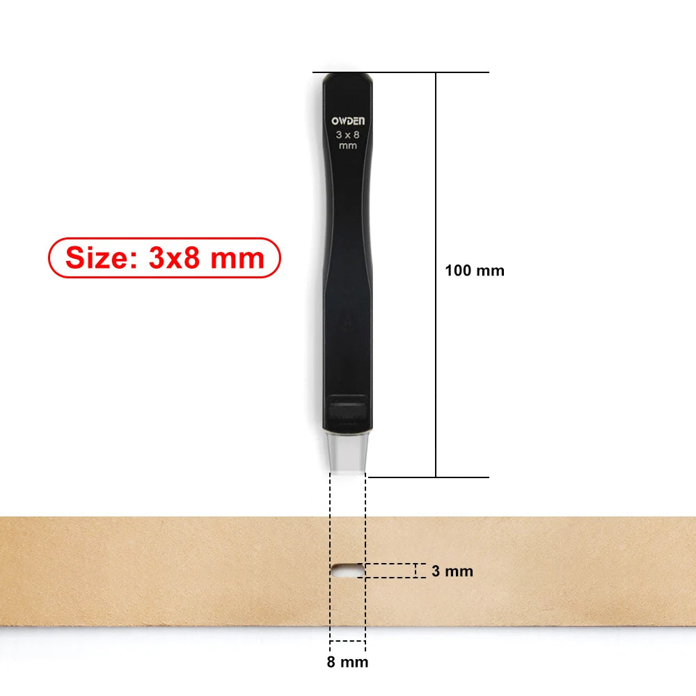 OWDEN Oblong Lederloch Stanzen Set – Ovale Hohlstanzer aus High-Carbon-Stahl für Gürtel, Riemen & Lederarbeiten (19 Größen)