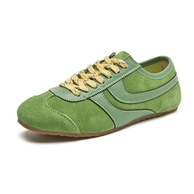 German Training Shoes Damen 2025 – Echtleder Sneaker im Retro-Stil | Flache Schnürschuhe „Forrest Gump“ Look in großen Größen
