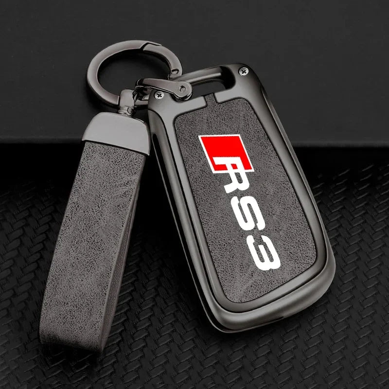 Premium Autoschlüssel Hülle aus Zinklegierung & Leder für Audi A3 (8L/8P/8V), S3 & RS3 – Elegantes Key Case Cover mit Schlüsselanhänger