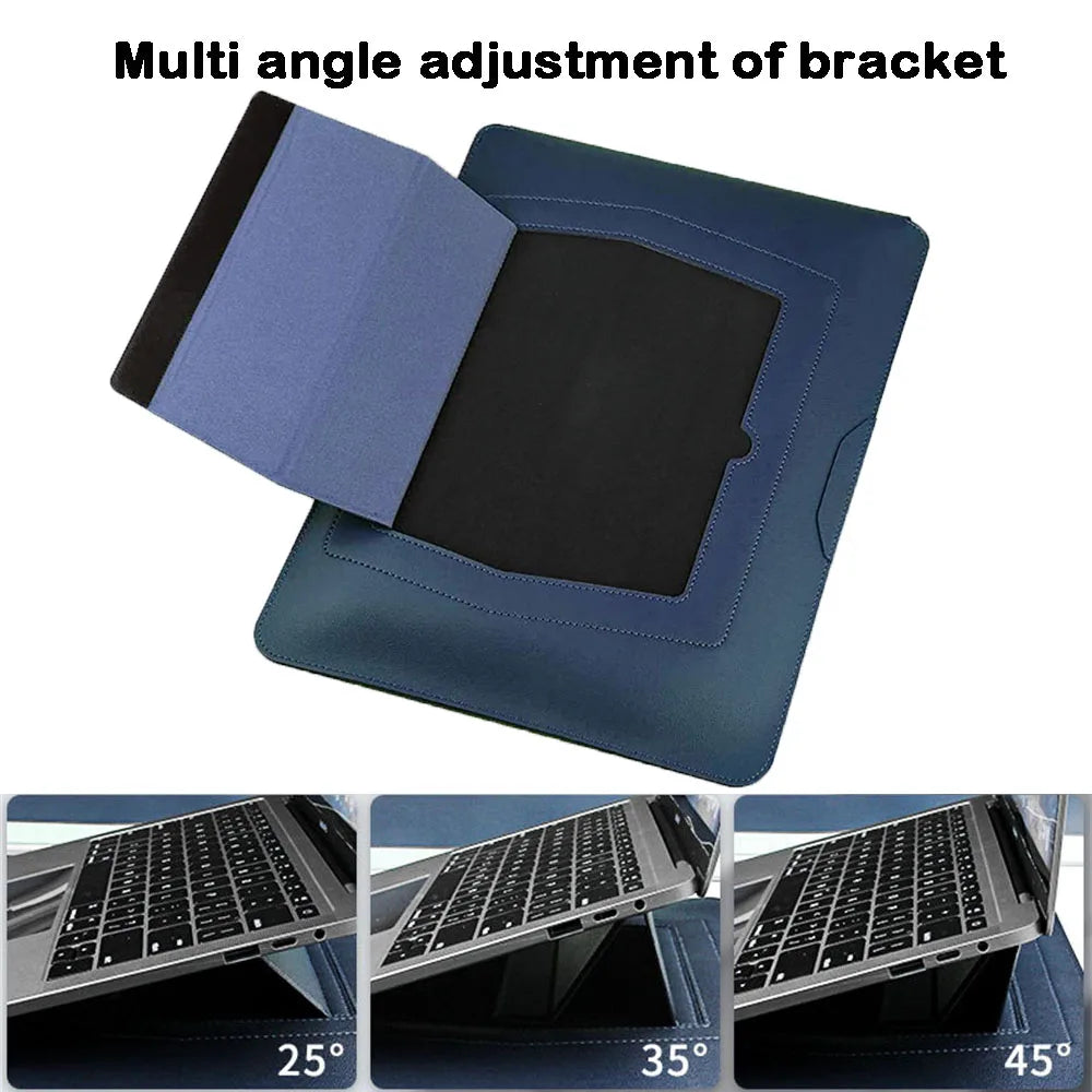 Funda de piel sintética para portátil – Funda impermeable con función atril para MacBook de 13 a 16 pulgadas, HP, Lenovo, Samsung 