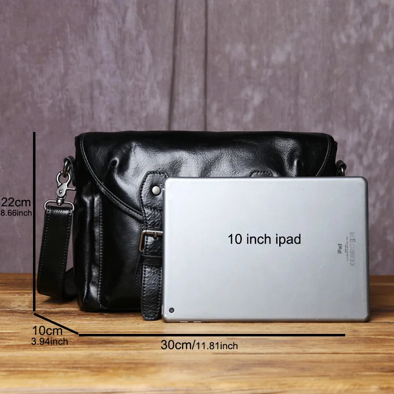 JLFGPJ Herren Leder-Umhängetasche – Top Layer Cowhide Crossbody Bag mit Reißverschluss &amp; Schnalle, Hochwertige Ledertasche