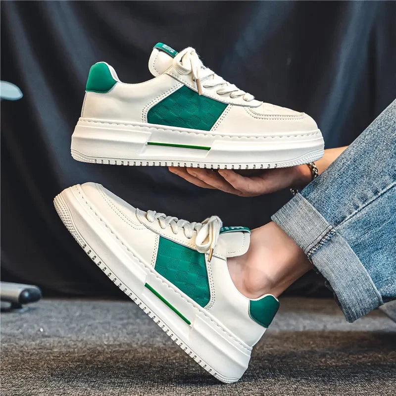 JKPUDUN Herren Leder Sneakers – Atmungsaktive, leichte Sportschuhe für Alltag, Walking, Tennis & Outdoor