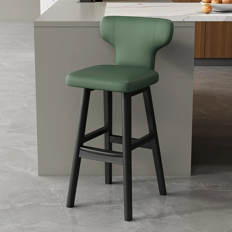 Luxus Barhocker aus Leder & Holz – Moderner minimalistischer Design-Barstuhl im italienischen Stil für Restaurant, Bar & Theke