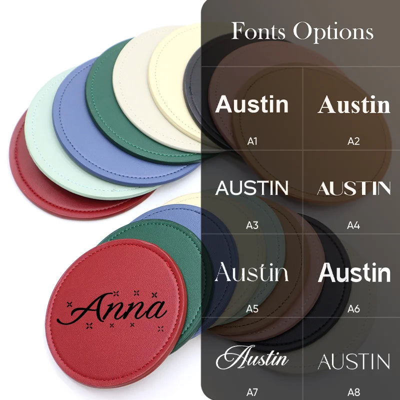 Personalisierbarer PU-Leder Untersetzer (1 Stück) – Runder, wasserdichter & hitzebeständiger Tassenuntersetzer mit Gravur oder Farbdruck