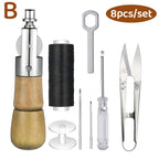 8-teiliges DIY Leder Nähset – Handnäh-Werkzeug für Kantenstich, Gürtel, Schuhe & Canvas-Reparatur