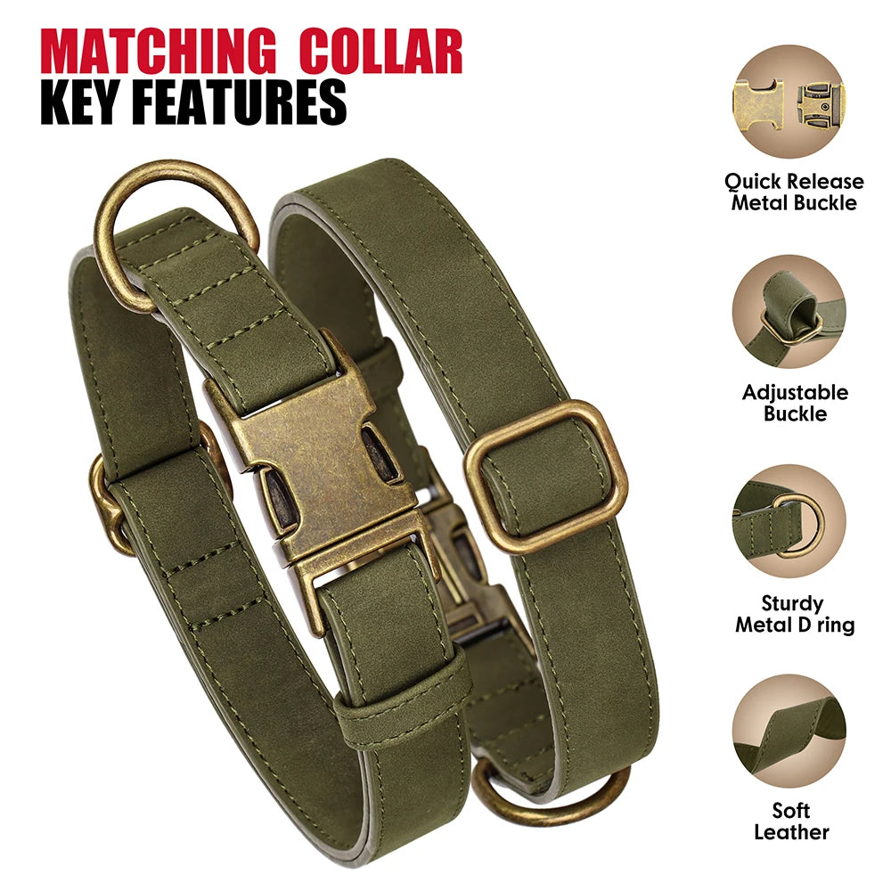 Verstellbares Hunde-Halsband & Leinen-Set aus PU-Leder – Weiches, langlebiges Hundehalsband mit Leine für kleine, mittlere & große Hunde