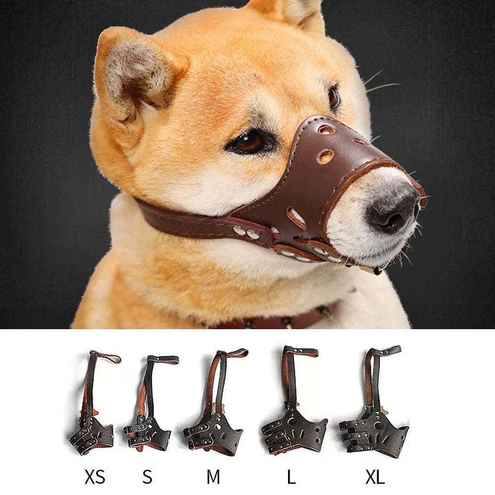 Weicher Leder Hunde Maulkorb für große & mittelgroße Hunde – Verstellbarer Anti-Bellen, Beißen & Kauen Maulschutz für Training & Alltag