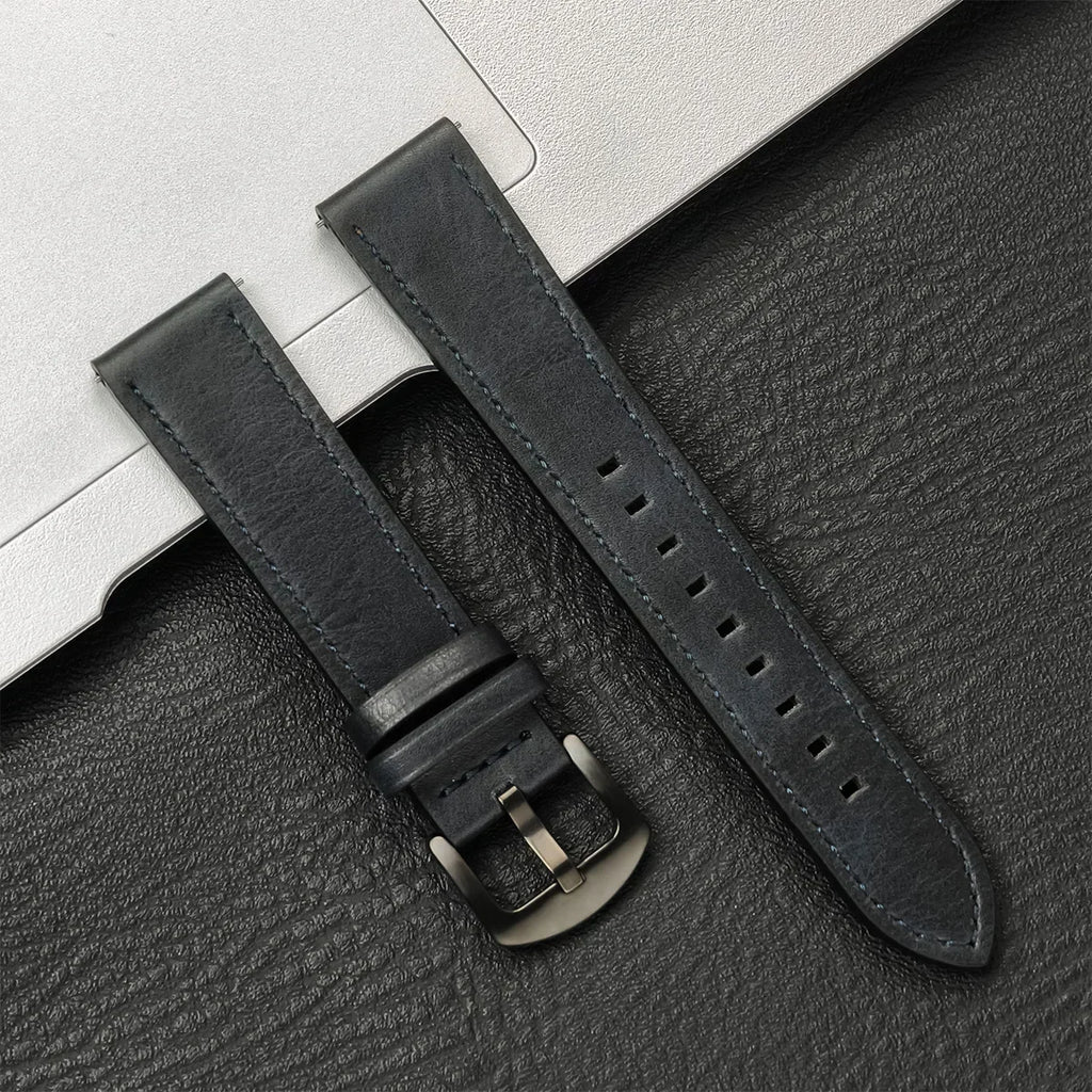 Brazalete de cuero vintage de 20 mm y 22 mm para Samsung Galaxy Watch 4–7 y Xiaomi Redmi Watch – Brazalete clásico para reloj inteligente con diseño dorado 