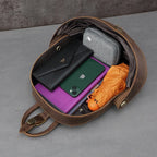 Vintage Beetle Leder Rucksack – Handgefertigter Unisex Daypack aus echtem Rindsleder im Street-Style