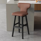 Luxus Barhocker aus Leder & Holz – Moderner minimalistischer Design-Barstuhl im italienischen Stil für Restaurant, Bar & Theke