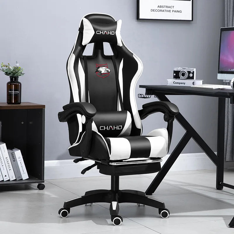 Gaming Chair 2025 aus PU-Leder – Ergonomischer Drehstuhl mit hoher Rückenlehne, Liftfunktion & Rollen für Schlafzimmer, Büro & Gaming Setup