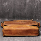 Retro Herren Rucksack aus echtem Crazy Horse Leder – Ein-Schulter Messenger Bag, horizontales Design, große Kapazität, Vintage-Stil