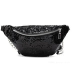 MOONBIFFY Damen Glitzer Fanny Pack – Glänzende Bauchtasche & Schultertasche aus PU-Leder, Trendige Reisetasche