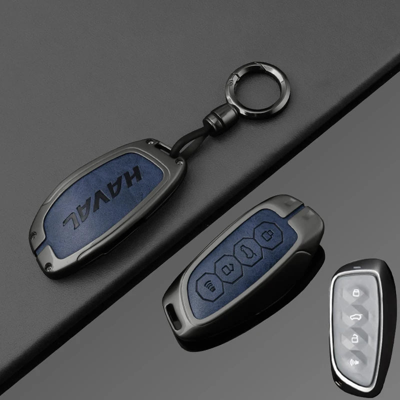 Premium Autoschlüssel Hülle aus Zinklegierung & Leder für Great Wall Haval – Key Case Cover für H6 (2024), H9 (2024), F7x, H5, H3, H2, M6 & mehr
