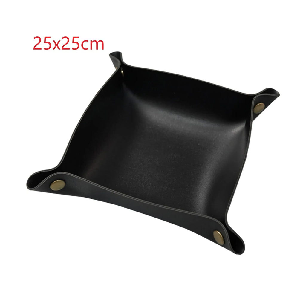 Moderne PU Leder Ablageschale - Bandeja decorativa para guardar cosméticos, geles y maquillaje (20 × 20 cm / 25 × 25 cm)