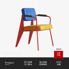 Memphis Style Designer-Lederstuhl mit Armlehnen – Moderner italienischer Retro Esszimmer- & Wohnzimmerstuhl mit Rückenlehne und Metallgestell