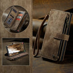 Flip Leder Handyhülle für Samsung Galaxy - Funda tipo billetera con cierre de cremallera, cierre de tarjetas y cierre magnético 