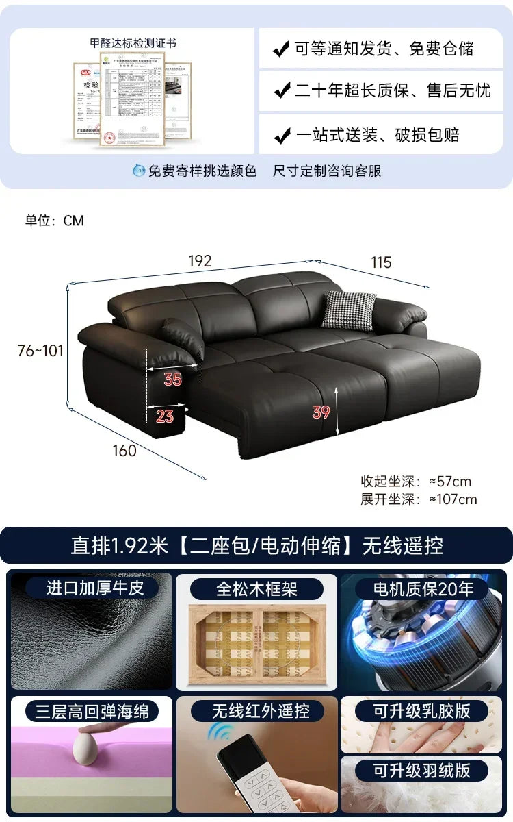 Luxuriöses schwarzes Echtleder Sofa mit Relax- & Schlaffunktion – Modernes Designer Ecksofa & Daybed für stilvolle Wohnzimmer