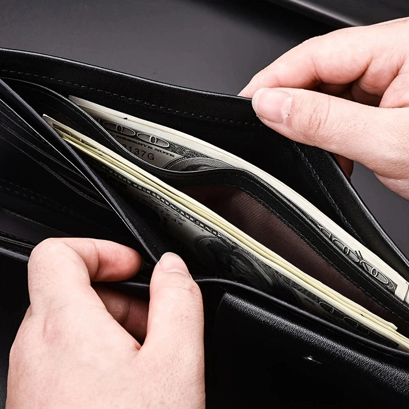 Modisches Herren Leder Portemonnaie – Kurze Geldbörse mit Kartenfächern, Ausweisfenster & Multifunktion für Schüler und Studenten